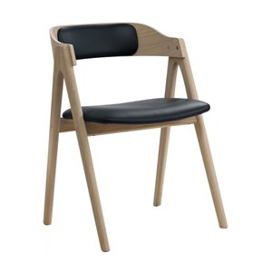 Findahl - Mette stol - Sort læder sæde og ryg - Eg olieret  